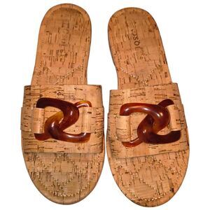Aerosoles Women's Big Charm Slide Open Toe Sandals in Natural Cork Size 8.5